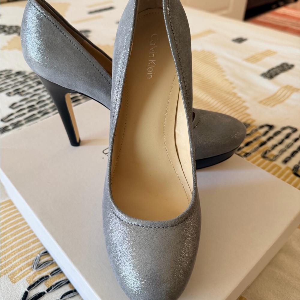 Calvin Klein Metallic Silver High Heel Pumps